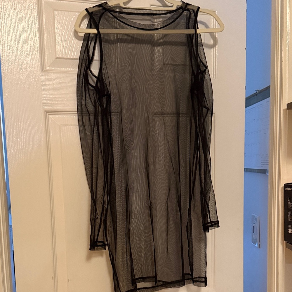 Ragged priest Black Sheer Mesh Long Sleeve Dress